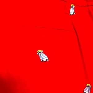 Talbots red chinos with dog emblem